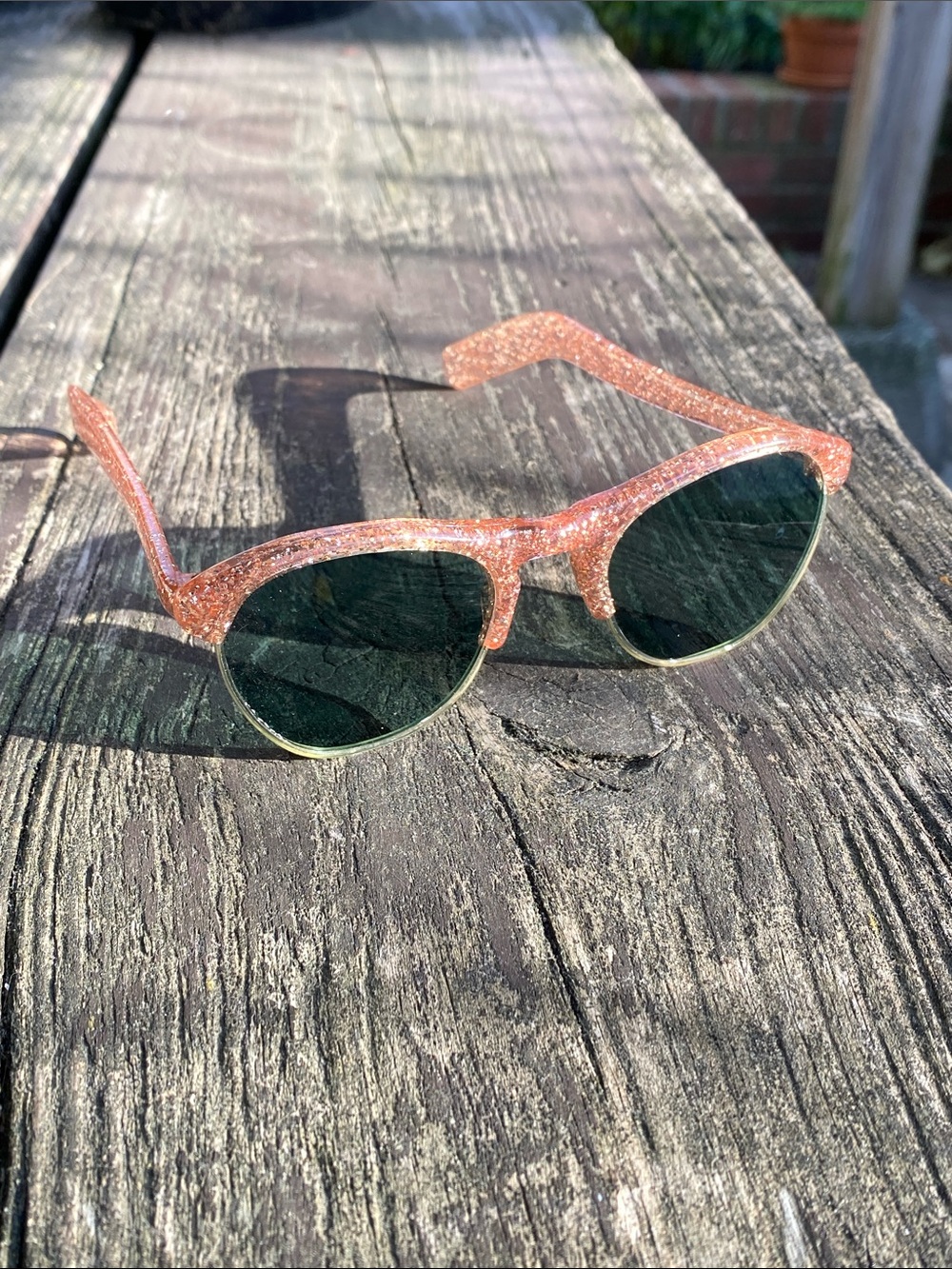 VTG Cool-Ray Polaroid Pink Glitter Clubmaster Sunglasses Retro 1950s 1960s